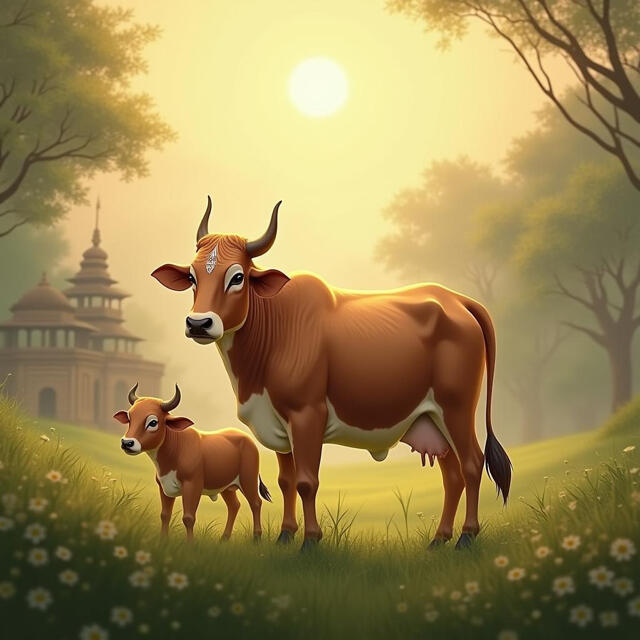 Sacred Cow & Calf – The cow signifies divine abundance and nurturing, while the calf represents innocence and continuity. Why It Matters: It enhances prosperity, stability, and blessings in the home.