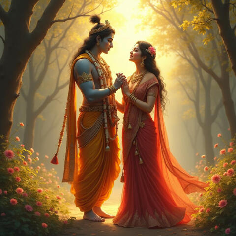 Sacred Love (Radha Krishna)" Symbolism: Radha and Krishna gazing at each other represent eternal love, devotion, and spiritual union. Their holding hands reflects trust, balance, and the inseparable bond of the soul with the divine. Why It Matters: Invites